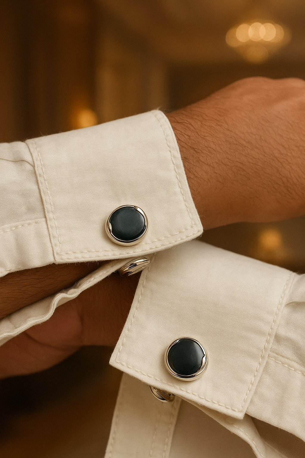 "Anthem Black Agate Skull Cufflinks
