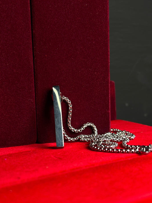 Men’s Rectangle Pendant Necklace – Classic Black Stainless Steel Cuban Chain, Stylish Jewelry Gift